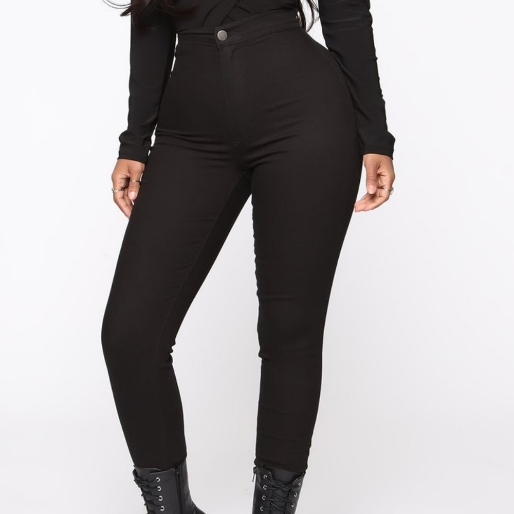 Black High Waist Denim Skinnies